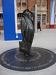 Sir John Betjeman Statue in St Pancras railway station, London, UK
