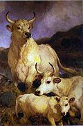 Edwin Landseer: The Wild Cattle of Chillingham (1867, Oil on canvas)