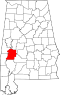 Map of Alabama highlighting Marengo County