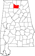 Map of Alabama highlighting Morgan County