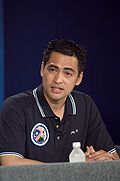Malaysian astronaut Sheikh Muszaphar Shukor responding to a query form the media in a pre-flight press conference.