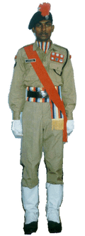 This image shows a NCC Army wing cadet wearing ceremonial dress of NCC.