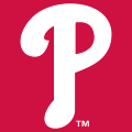 The letter "P", in white and in a script typeface, centered on a red background