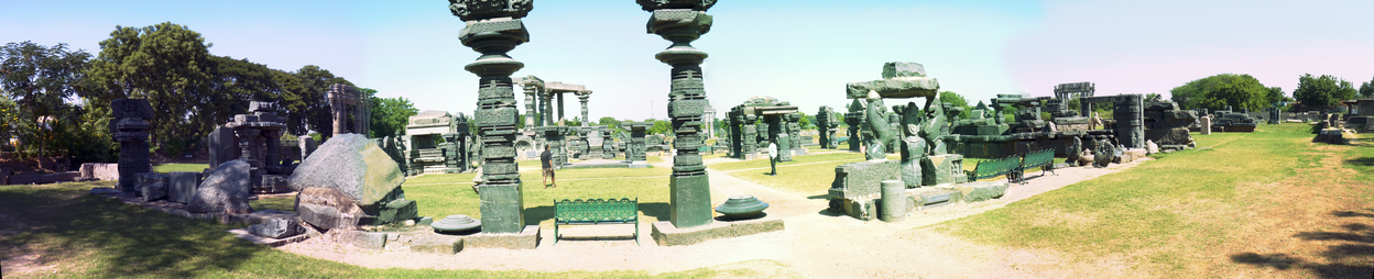 Panoramic picture of the ruins of the Warangal fortPanoramic picture of the ruins of the Warangal fort.