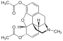 Chemical structure of Heroin.