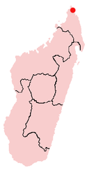 Location of Antsiranana in Madagascar