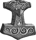 Drawing of a Mjolnir pendant found in 1877 in Skåne, Sweden.