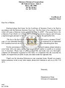 The first page from the Delaware Certificate of Statutory Trust form along with Delaware's official State Seal