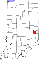 Map of Indiana highlighting Fayette County