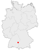 Map of Germany showing Ulm (Daechingen)