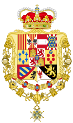 Coat of Arms of the Prince of Asturias (1761-1868 and 1874-1931)-Golden Fleece and Holy Spirit Variant.svg