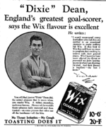 Dean in a 1928 newspaper advert for Wix Cigarettes