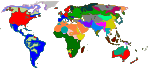Distribution of major language families in the world