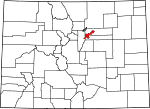 State map highlighting Denver County