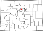 State map highlighting Gilpin County