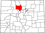 State map highlighting Grand County