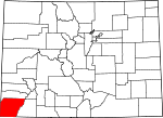 State map highlighting Montezuma County