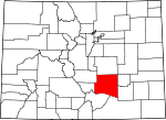 State map highlighting Pueblo County