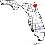 A state map highlighting Duval County in the corner part of the state. It is medium in size.