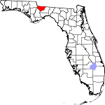 A state map highlighting Gadsden County in the northwestern part of the state. It is medium in size.