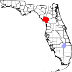 A state map highlighting Levy County in the corner part of the state. It is large in size.