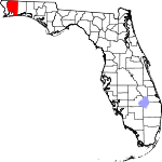 A state map highlighting Santa Rosa County in the northwestern part of the state. It is large in size.