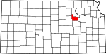 State map highlighting Geary County