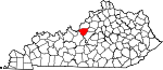 State map highlighting Bullitt County