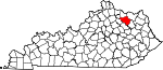 State map highlighting Fleming County