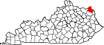 State map highlighting Greenup County
