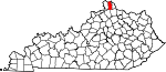 State map highlighting Kenton County