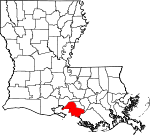 State map highlighting Saint Mary Parish