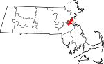 State map highlighting Suffolk County