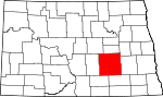 State map highlighting Stutsman County