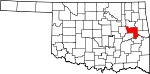 State map highlighting Muskogee County