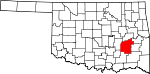 State map highlighting Pittsburg County