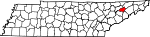 State map highlighting Hamblen County