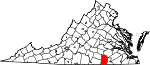 State map highlighting Brunswick County