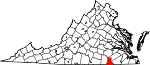 State map highlighting Greensville County