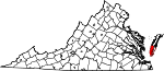 State map highlighting Northampton County