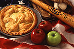 Apple pie, a dish with origins in the Thirteen Colonies.