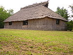 A simple thatched house.