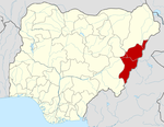 Map of Nigeria highlighting Adamawa State