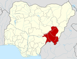 Map of Nigeria highlighting Taraba State