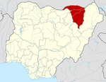 Map of Nigeria highlighting Yobe State