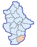 The Novoazovs'kyi Raion on the map of Donetsk Oblast.