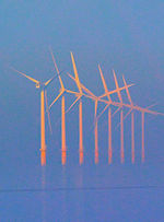 Burbo Bank Offshore Wind Farm, at the entrance to the River Mersey in North West England.
