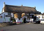 A thatched pub, The Williams Arms, near Braunton, North Devon, England