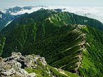 Tsubakurodake from Otenshodake 2002-8-22.jpg