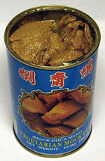 Wheat gluten (vegetarian mock duck) opened can (2007).jpg